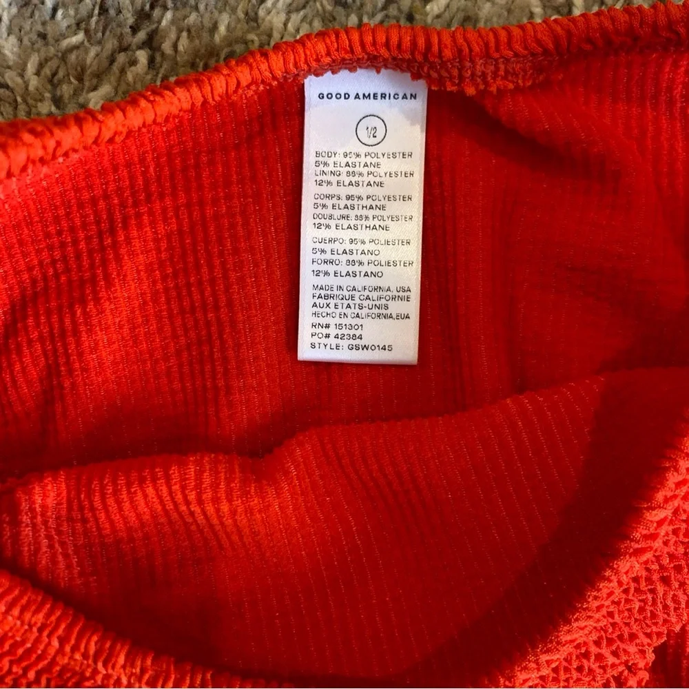 Good American Crinkle Textured Bikini Red Size 1/2 - Picture 3 of 11